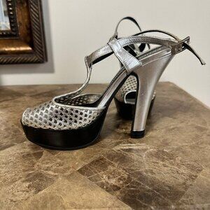 FENDI Platform Silver Sandals